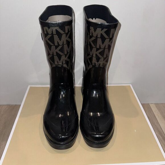 Michael Kors Signature MK Logo Mid Calf Rubber Rain Boots Size 10‎ - Picture 3 of 10